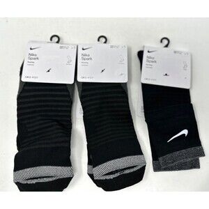 3 Pair Nike Spark Cushioned No show running Dri-fit Socks 8-9.5 black CU7201 010